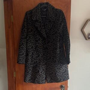 Zara Black Leopard Print Teddy Jacket
